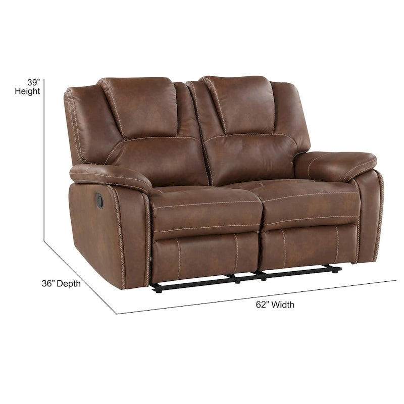 Steve Silver Kameryn handmatig verstelbare loveseat van imitatieleer
