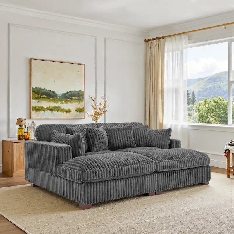 Modulaire hoekbank van stof voor de woonkamer en slaapkamer