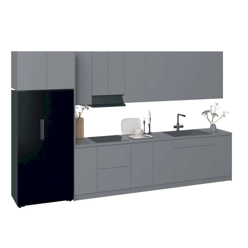 Keuken Timeless Collection, grijs-wit glanzend, onderkast, breedte 13Ft - 157x24