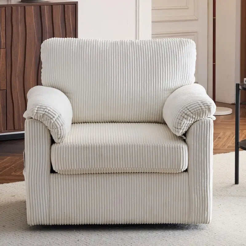 Fauteuil pivotant une place en velours côtelé de 33 pouces