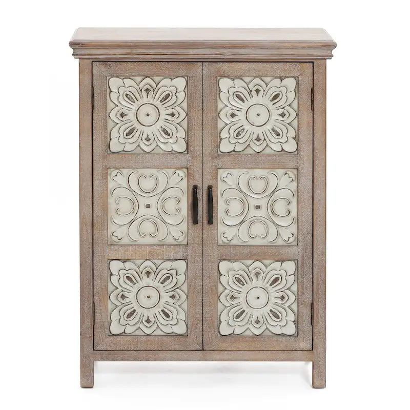 Landhaus-Stauschrank aus Holz, 37.4 hoch, mit 2 Türen - 37.4 H x 27.68 W x 13.23 D