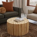 Runder Couchtisch aus massivem Teakholz in Naturbraun mit Astbündel-Design von East at Main