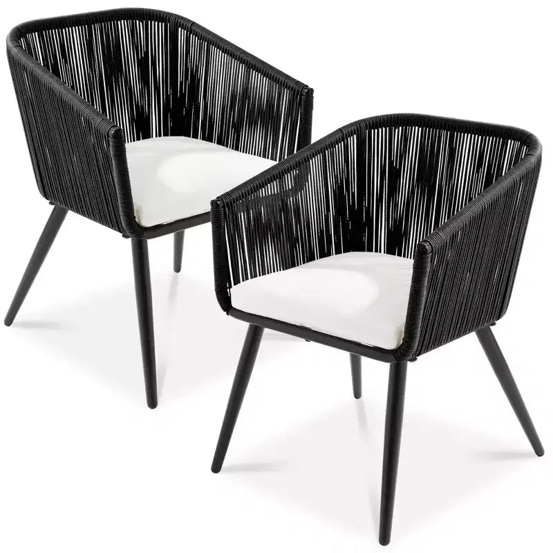 Best Choice Products Set aus 2 Garten-Esszimmerstühlen mit geflochtenem Korbgeflecht, Belastbarkeit 250lb