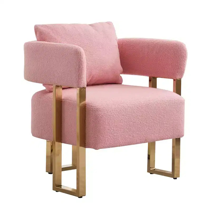 Set van 2 moderne gestoffeerde fauteuils met gouden metalen poten voor woonkamer, slaapkamer of kantoor