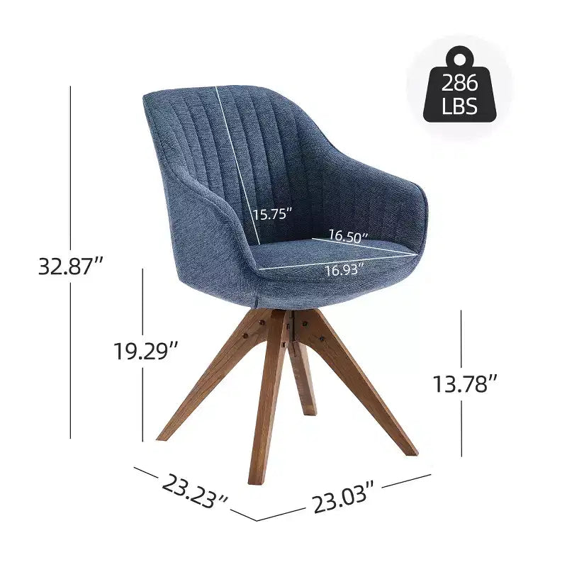 Art Leon comfortabele draaibare fauteuil van stof met poten van massief eikenhout