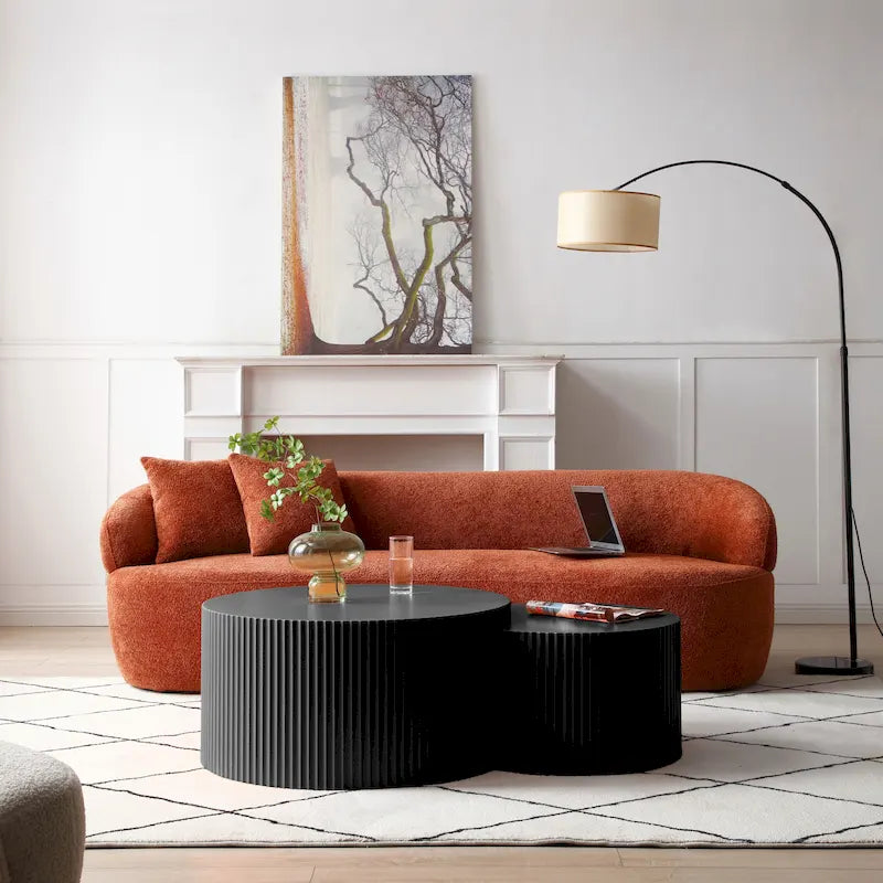 Moderne glamoureuze ronde nesting-bijzettafelset voor de woonkamer (set van 2), niet gemonteerd