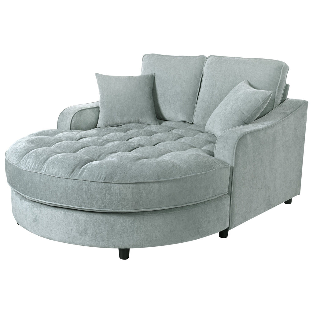 Chaiselongue-Schlafsofa aus Chenille, gepolstertes Sofa mit gesteppter Rückenlehne und 2 abnehmbaren Kissen für das Wohnzimmer