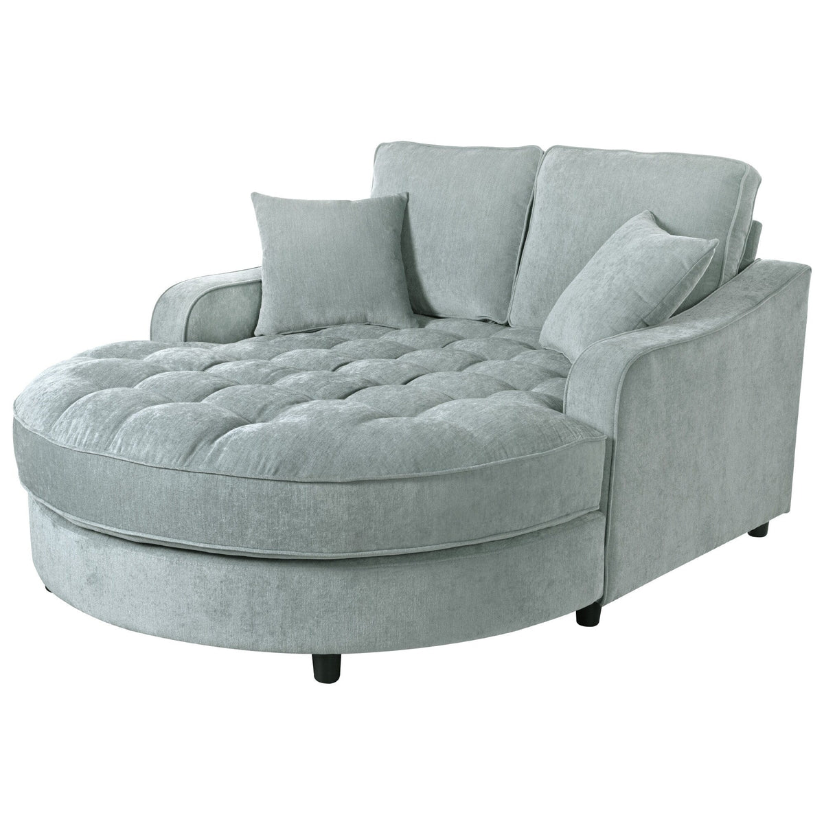 Chaiselongue-Schlafsofa aus Chenille, gepolstertes Sofa mit gesteppter Rückenlehne und 2 abnehmbaren Kissen für das Wohnzimmer