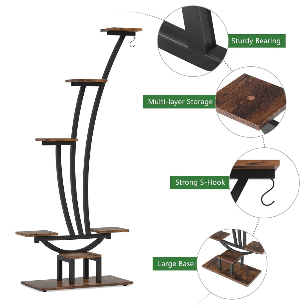 Pflanzenständer für Innenräume, sechsstufiges Blumenregal für Haus und Garten - 2er-Set