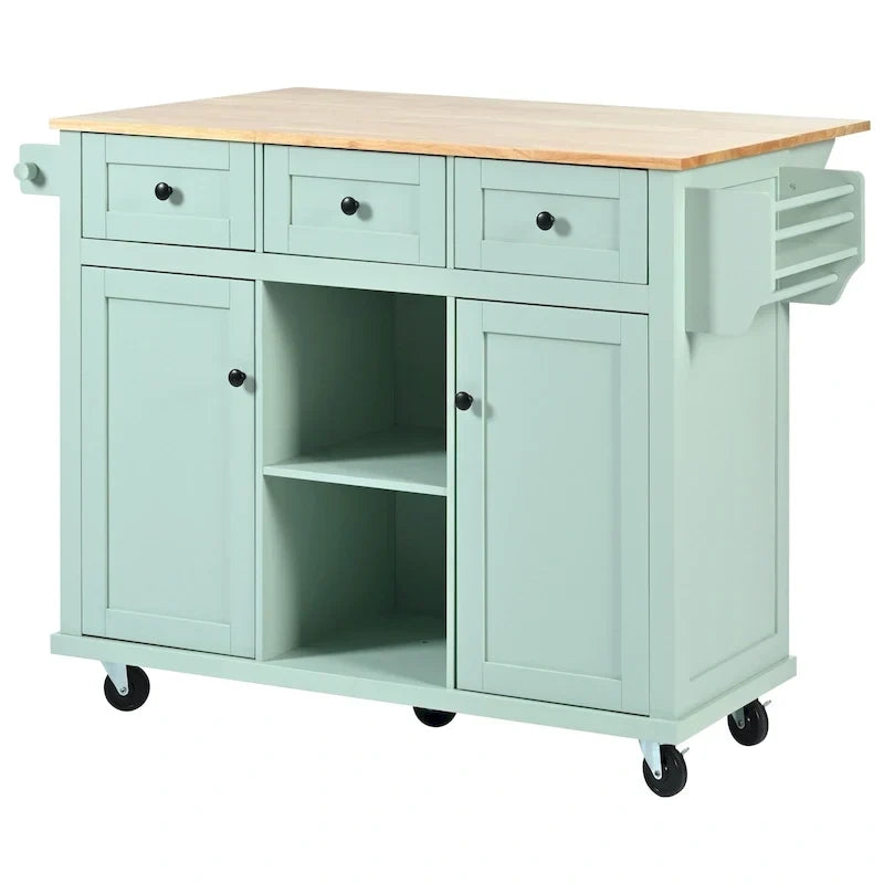 Îlot de cuisine portable à roulettes avec rangement