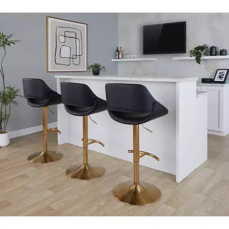LumiSource Set aus 2 höhenverstellbaren Fabrico-Barhockern aus PU