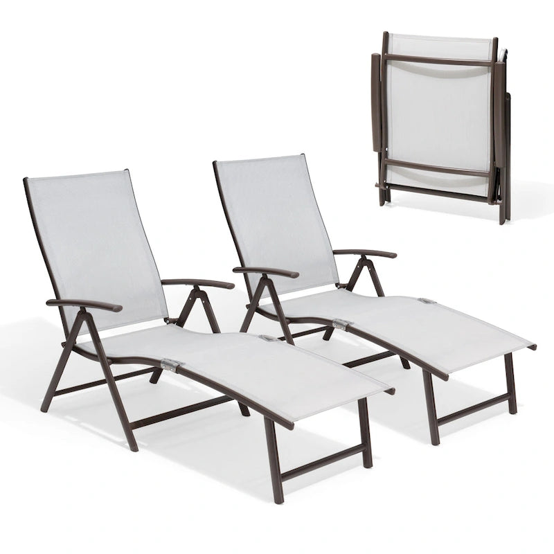 Pellebant 2er-Set verstellbare Gartenliegen aus Aluminium - N/A