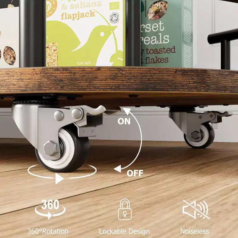 Barkarren met opbergrekken met 4 niveaus, mobiele barkarren op wielen met wijnrek en glazenhouder voor keuken, eetkamer en woonkamer