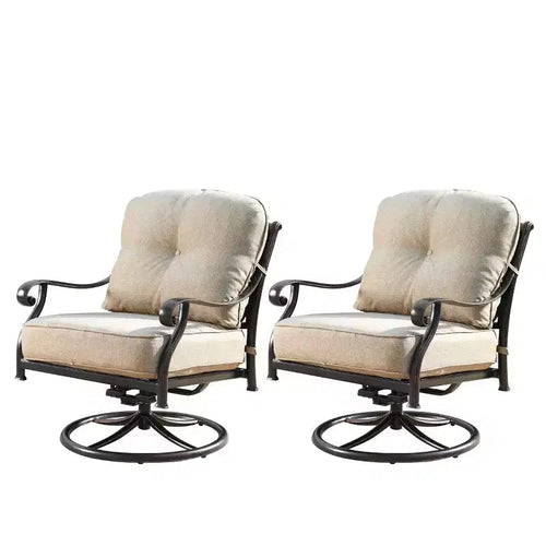 Lot de 2 fauteuils pivotants à bascule en aluminium pour l’extérieur, à assise profonde : résistants aux intempéries, protégés contre les UV - Oakland Living