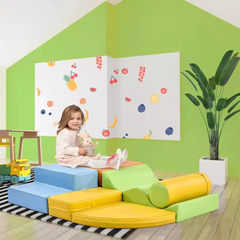 Set da gioco 6 in 1 per arrampicarsi e gattonare, per bambini piccoli, struttura per attività indoor, giochi per arrampicarsi e gattonare, attrezzatura da palestra, colorata, per maschi e femmine