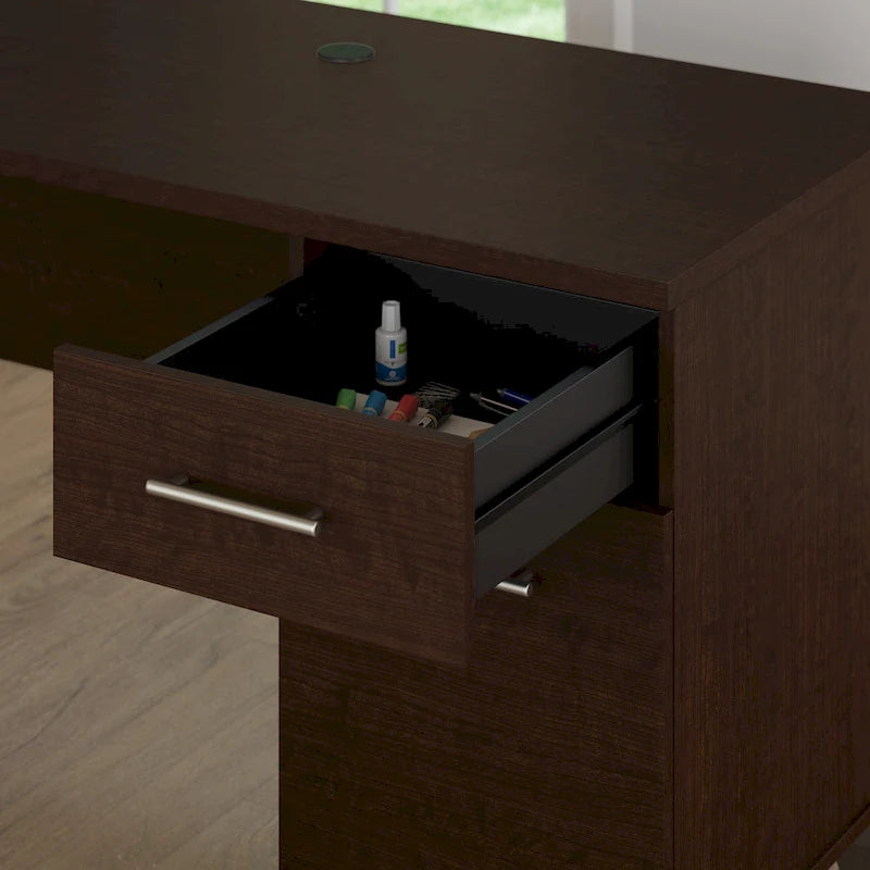 Bush Furniture Somerset 60W L-förmiger Schreibtisch mit Aufsatzregal
