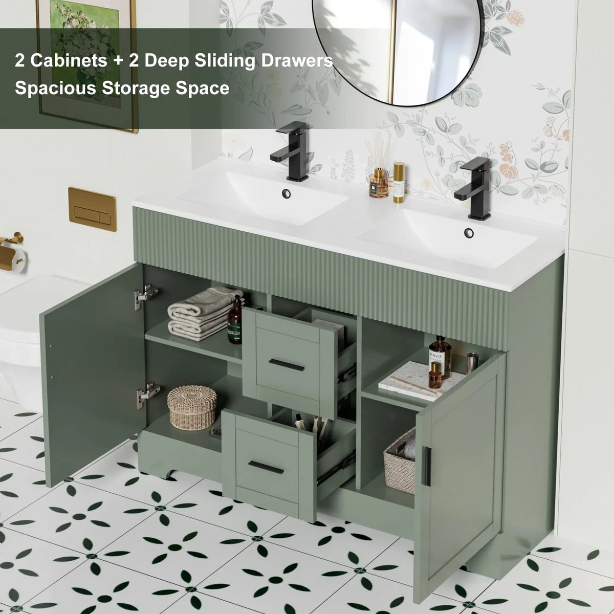 Ensemble meuble-lavabo de salle de bain Wavy Line 30/36/48 avec lavabo et robinet