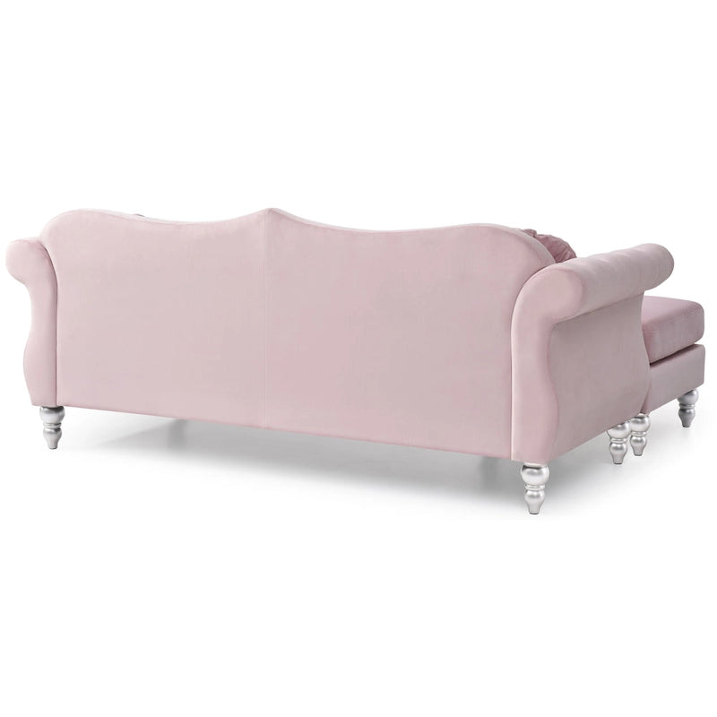 Hollywood-fluwelen bank met omkeerbare chaise longue