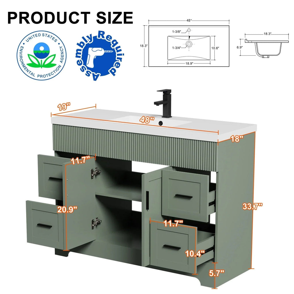 Ensemble meuble-lavabo de salle de bain Wavy Line 30/36/48 avec lavabo et robinet