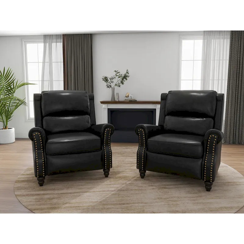 Set mit 2 modernen Relaxsesseln mit gepolstertem Sitz aus Kunstleder/Stoff