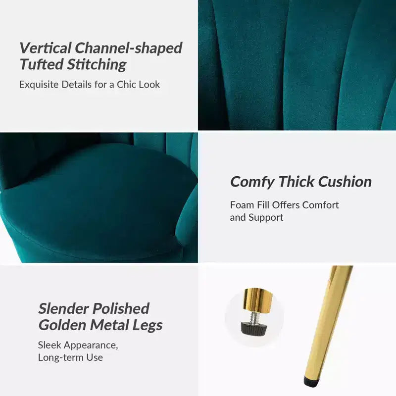 Comfy Barrel Chair with Golden Metal Legs, Living Room Accent Chair