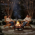 Set mit 2 klappbaren Adirondack-Stühlen aus Holz für draußen, mit Rückenlehne, Holz-Terrassenstühle für Garten und Hinterhof
