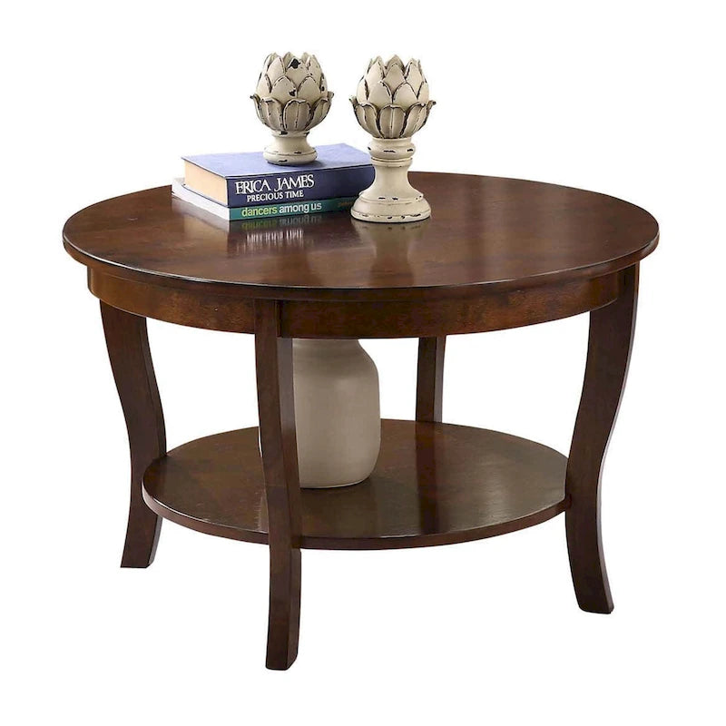 Tavolino rotondo Convenience Concepts American Heritage con ripiano