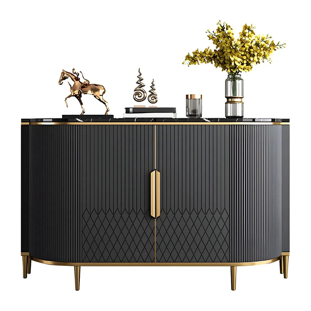Glamour-dressoir met marmerlook en opbergruimte, grijs