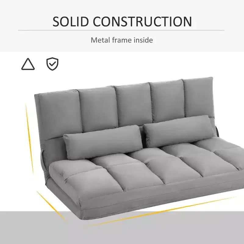 Fauteuil convertible de sol, canapé-lit pliant, chaise longue d'appoint avec 2 oreillers, dossier et appuie-tête réglables, 51.25 L