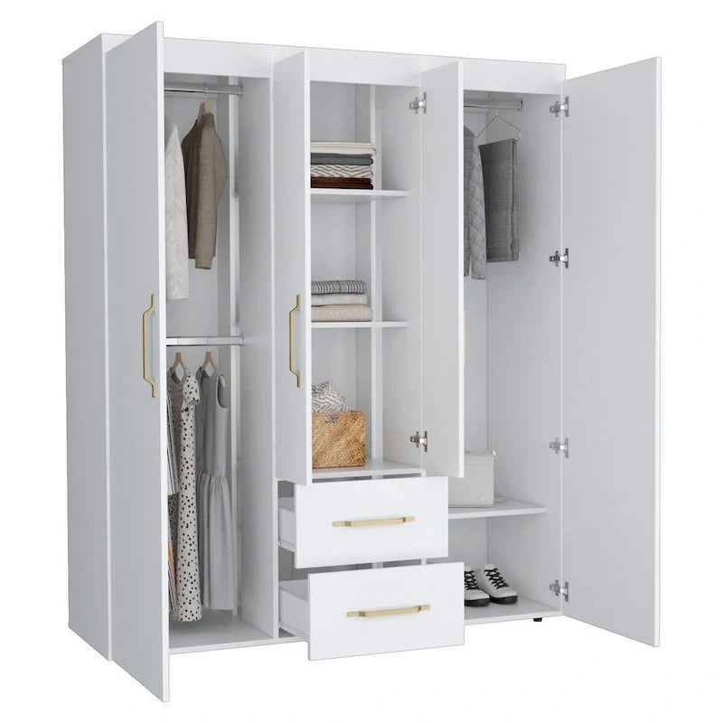Armoire Bariloche avec tringles de penderie, étagères et 2 tiroirs
