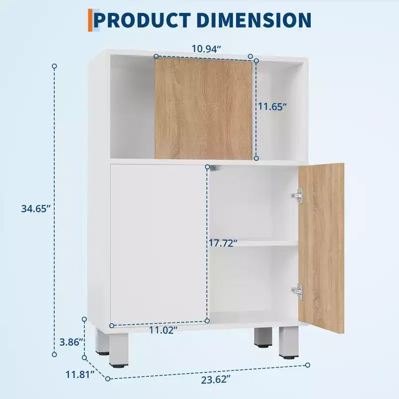 CuisinSmart Holzschrank mit Schiebetüren und verstellbaren Einlegeböden, Sideboard und Anrichte, Badschrank und Vitrine, Weiß
