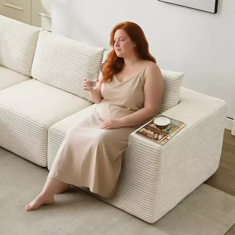 108 Modernes 3-Sitzer-Sofa, gepolstertes Sofa in L-Form mit Kissen, Sofa mit tiefer Sitzfläche, keine Montage erforderlich