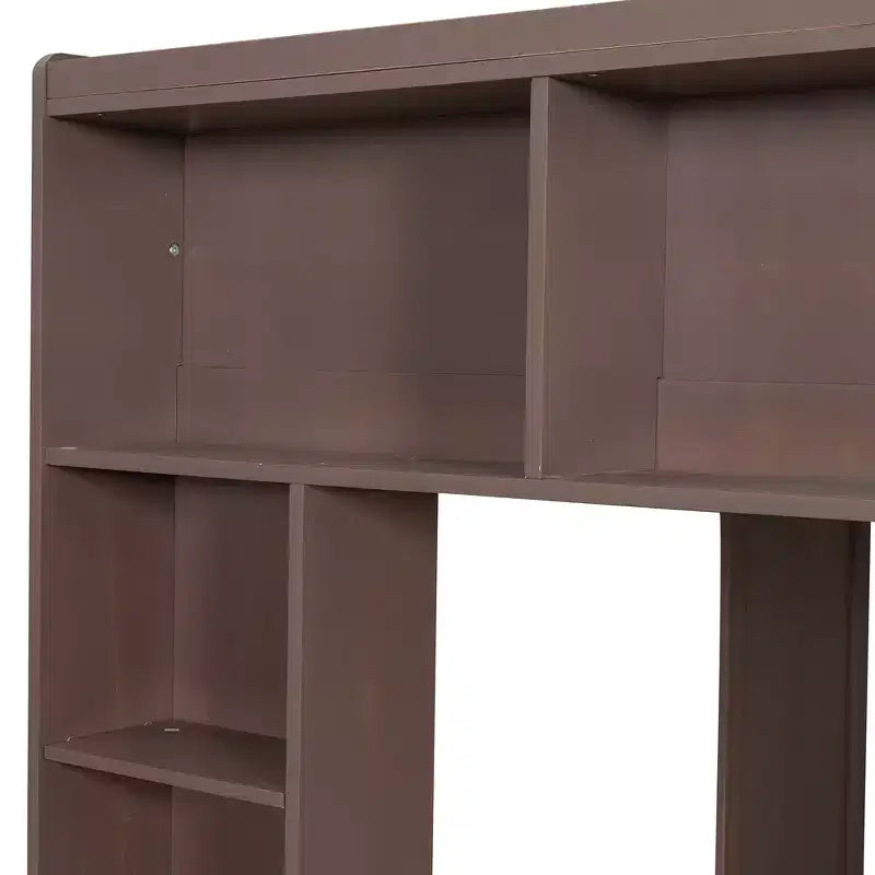 Whisen-Hochbett aus Holz in Queen-Size mit Stauschränken und Regalen