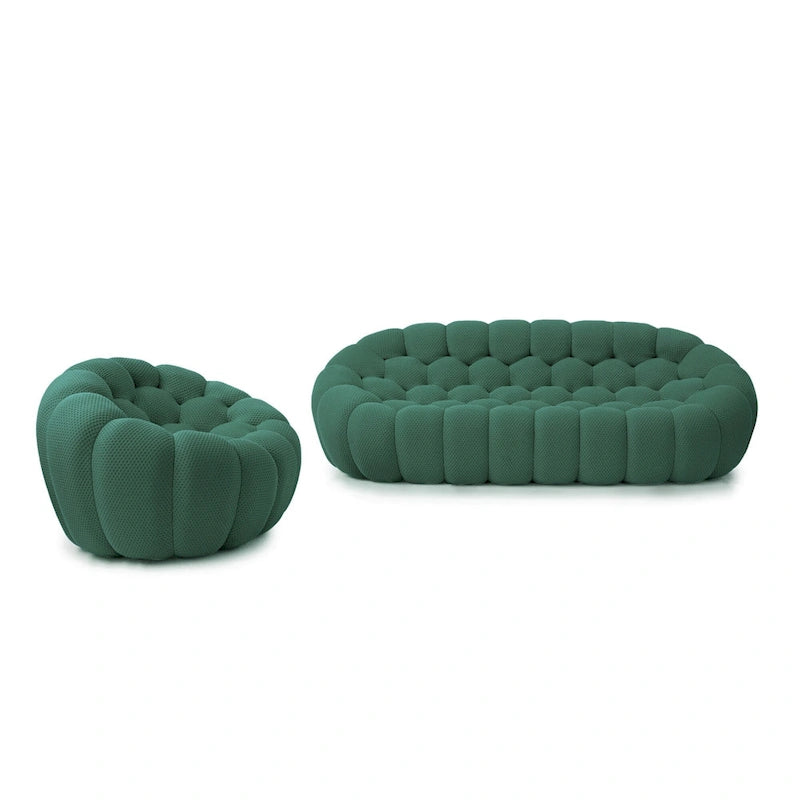 2er-Set 3D-Wabenstoff-Bubble-Sofas, 3-Sitzer-Sofa und Einzelsessel fürs Wohnzimmer