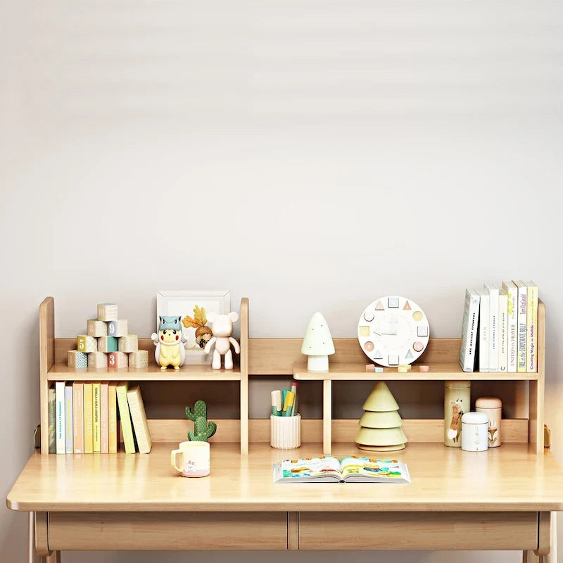 Bureau pour enfant, table en bois avec étagère à livres - N/A