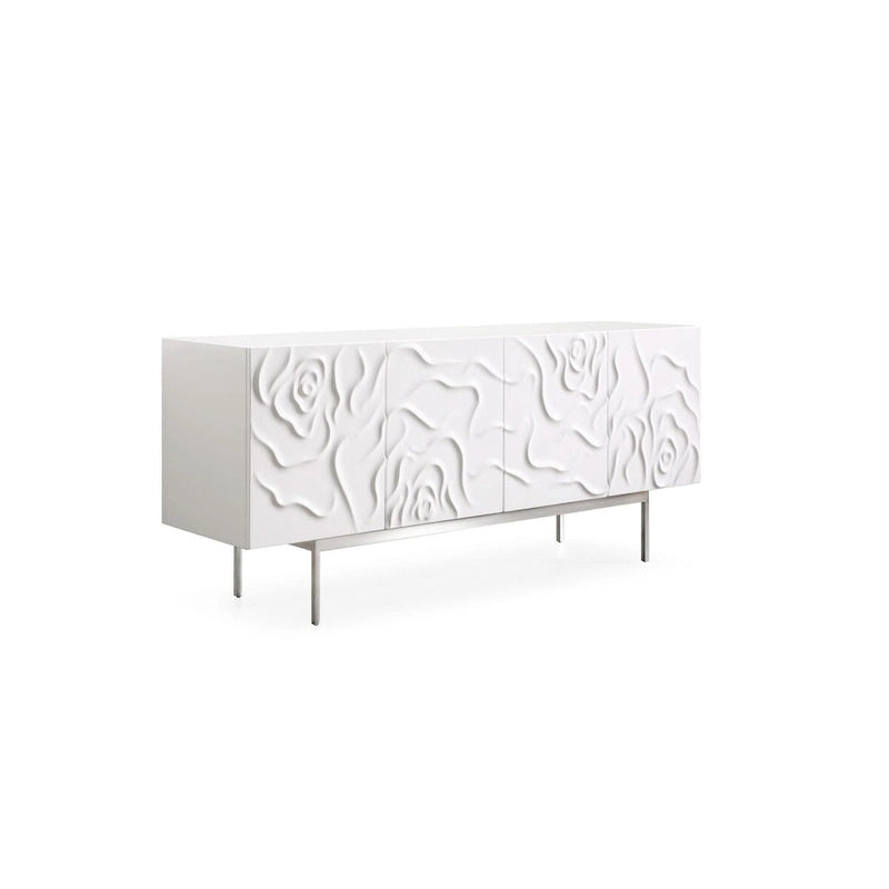 Moderner weißer Hochglanz-Buffetschrank mit Türen mit Soft-Close-Funktion