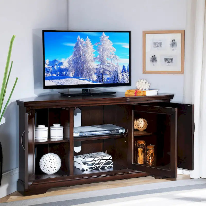 Leick Home Eck-TV-Ständer im Mission-Stil aus Massivholz