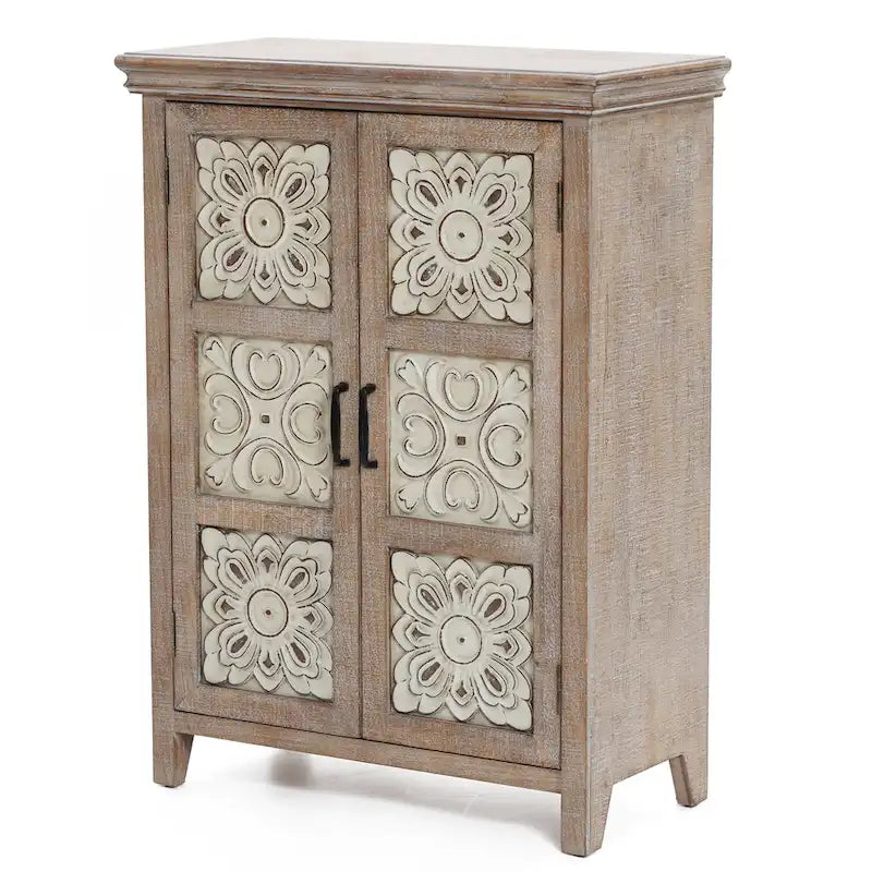 Landhaus-Stauschrank aus Holz, 37.4 hoch, mit 2 Türen - 37.4 H x 27.68 W x 13.23 D