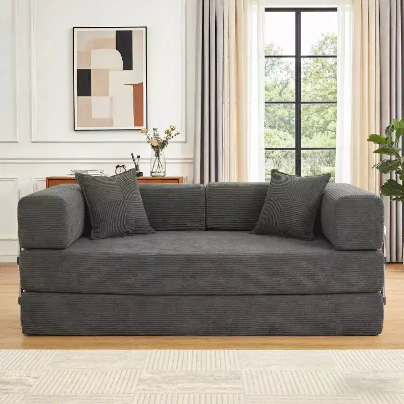 Dyonery 78 Klappsofabett, umwandelbares Cordsofa, Kingsize-Bodenschlafsofa, 4-in-1-DIY-Kombination, modulares Schlafsofa zum Ausklappen, bequemes Sofa.