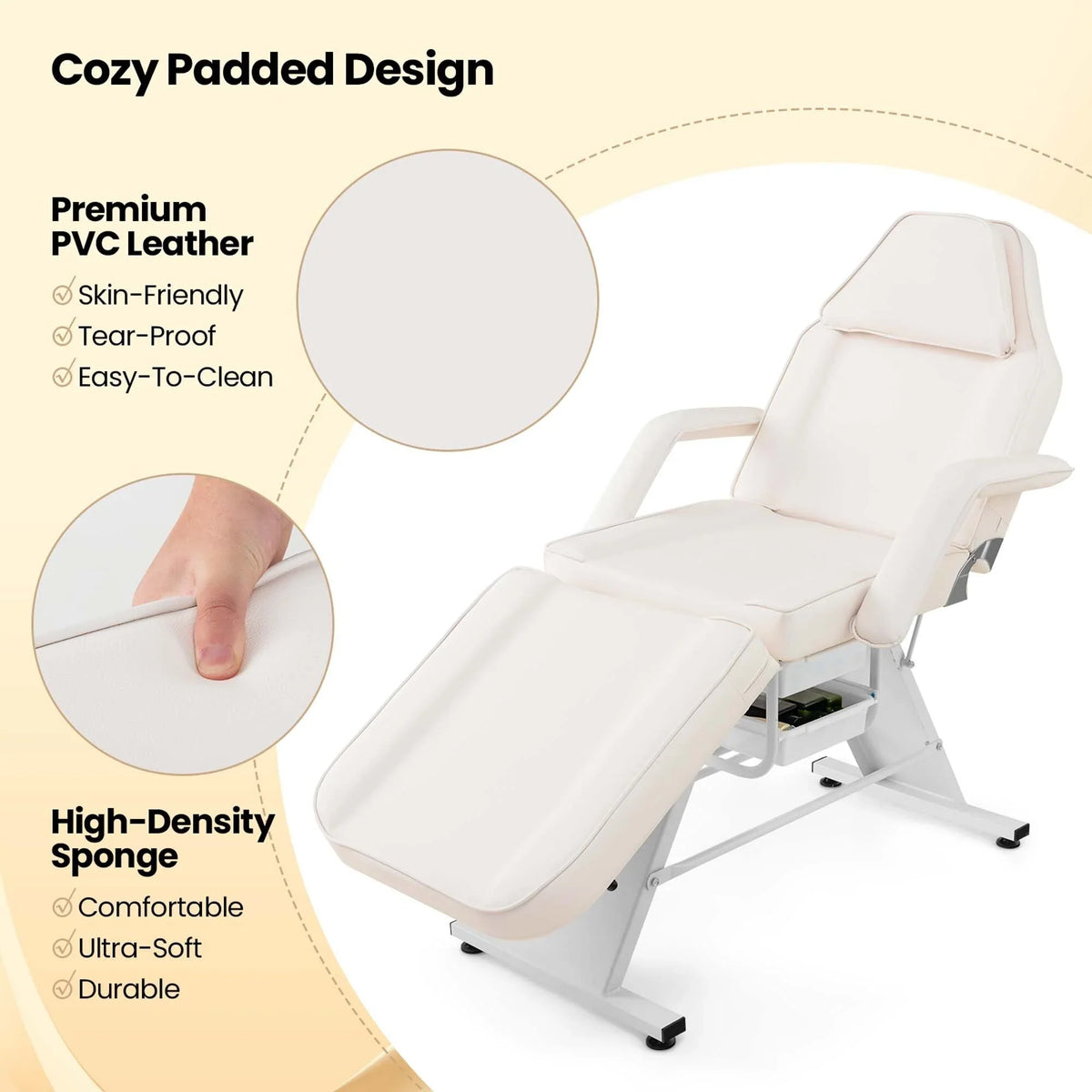 Costway Massageliege 72 mit hydraulischem Hocker, verstellbarer Rückenlehne &