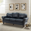 Balvino Sofa mit 81 cm Breite, im Übergangsstil, aus echtem Leder, mit gerollten Armlehnen, Nagelkopfbesatz und abnehmbaren Kissen