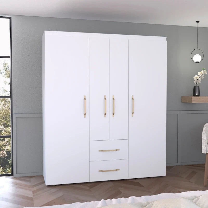 Kleiderschrank Bariloche mit Kleiderstangen, Regalböden und 2 Schubladen