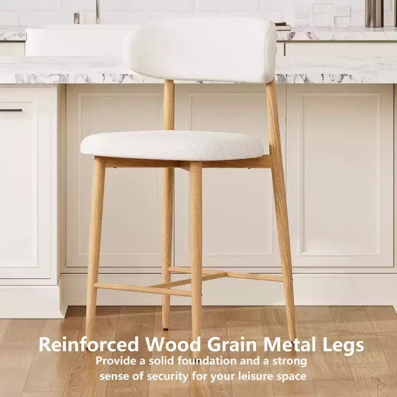 Tabouret de bar à hauteur de comptoir avec assise rembourrée et pieds en métal, chaise moderne de cuisine de 26.3
