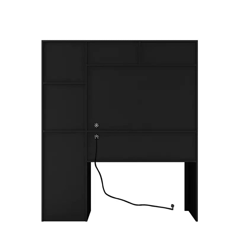 Bureau d'ordinateur moderne de 51.18IN avec rehausseur et bibliothèque, bureau avec nombreux rangements, bureau d'écriture pour le travail et la lecture