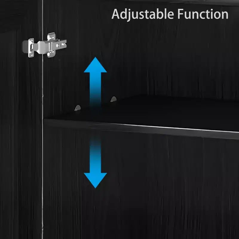 Mobile decorativo contenitore alto 62, con ante in vimini nero effetto legno e 12 ripiani