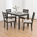 5-teiliges Esszimmer-Set aus Massivholz, 47L (1 Tisch + 4 Stühle mit Sprossenlehne)