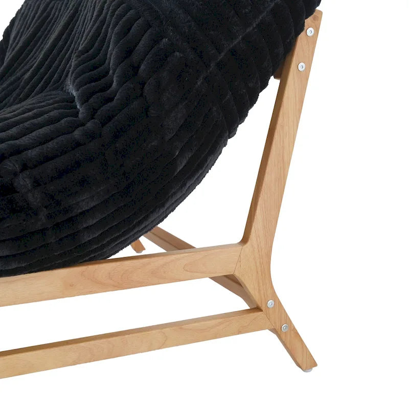 Fauteuil poire d’appoint grand format en peluche, avec structure en bois massif, confortable et garni de duvet