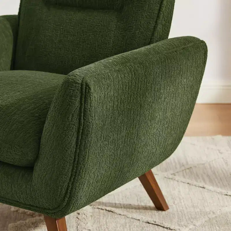 Fauteuil d'appoint confortable en flanelle jacquard Art Leon avec pieds en bois