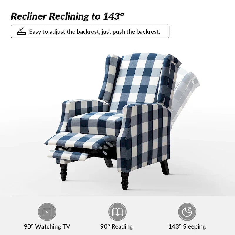Handmatige relaxfauteuil in mid-century modern-stijl met wingback-ontwerp