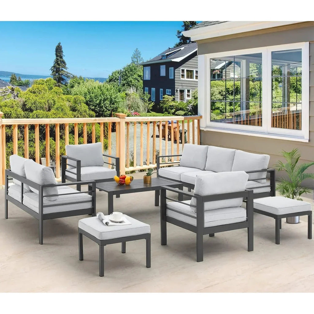 Ensemble de mobilier de jardin en aluminium AECOJOY de 7 pièces, salon de jardin